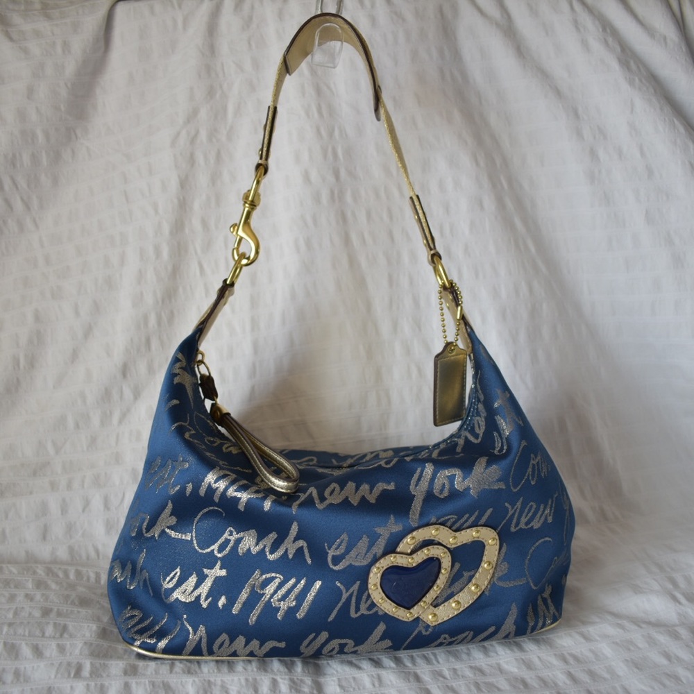Coach Signature Script Lurex Hobo Bag